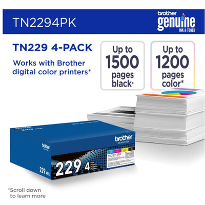 SET-OF-2 Brother Printer Toner Cartridges Black Cyan Magenta Yellow TN2294PK