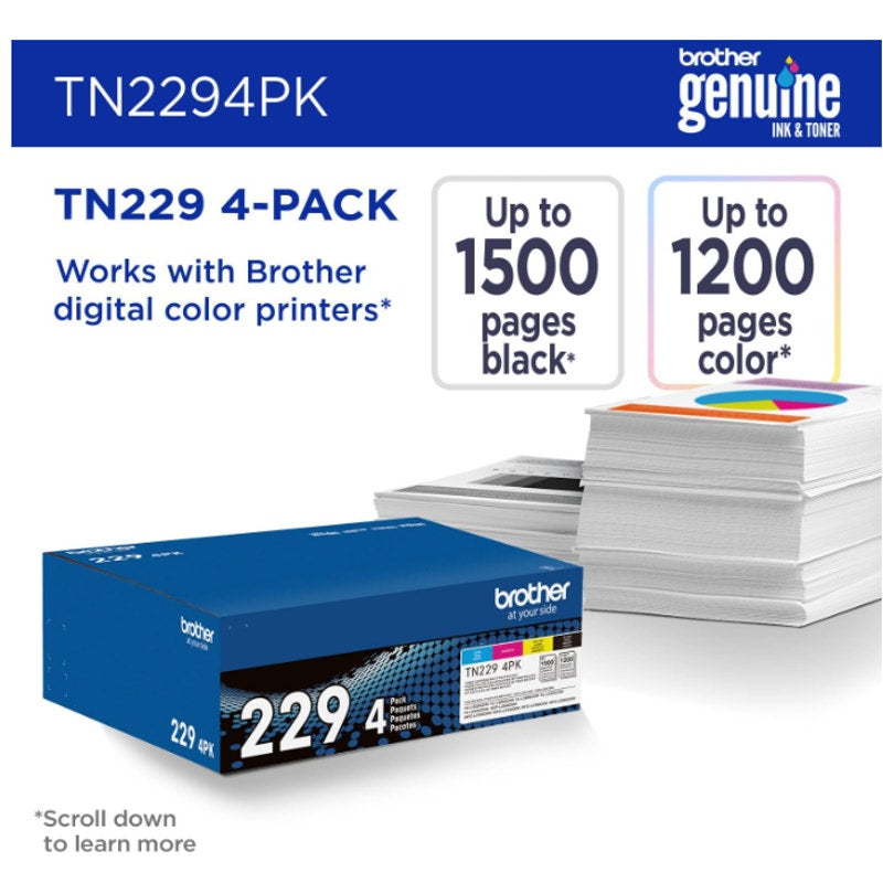 SET-OF-2 Brother Printer Toner Cartridges Black Cyan Magenta Yellow TN2294PK