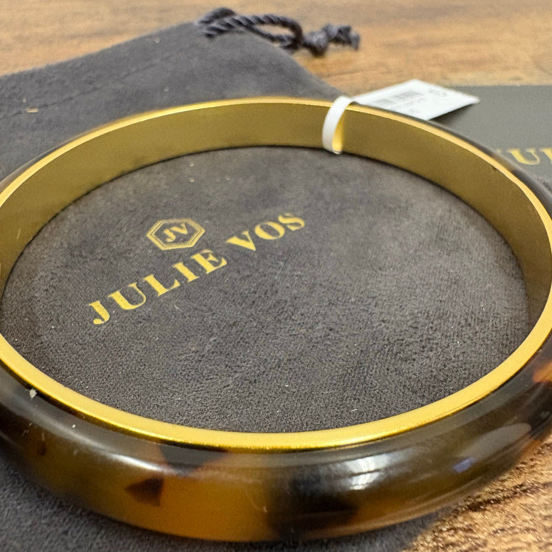 Julie Vos Madison Statement Bangle Carnaby Gold & Acrylic Tortoiseshell - Medium