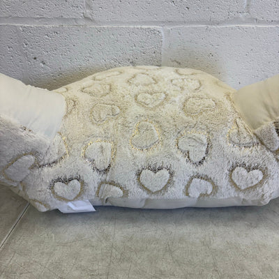 UGG Plush Backrest Pillow 32"W x 16"H Reading Pillow Soft - White w Heart Design