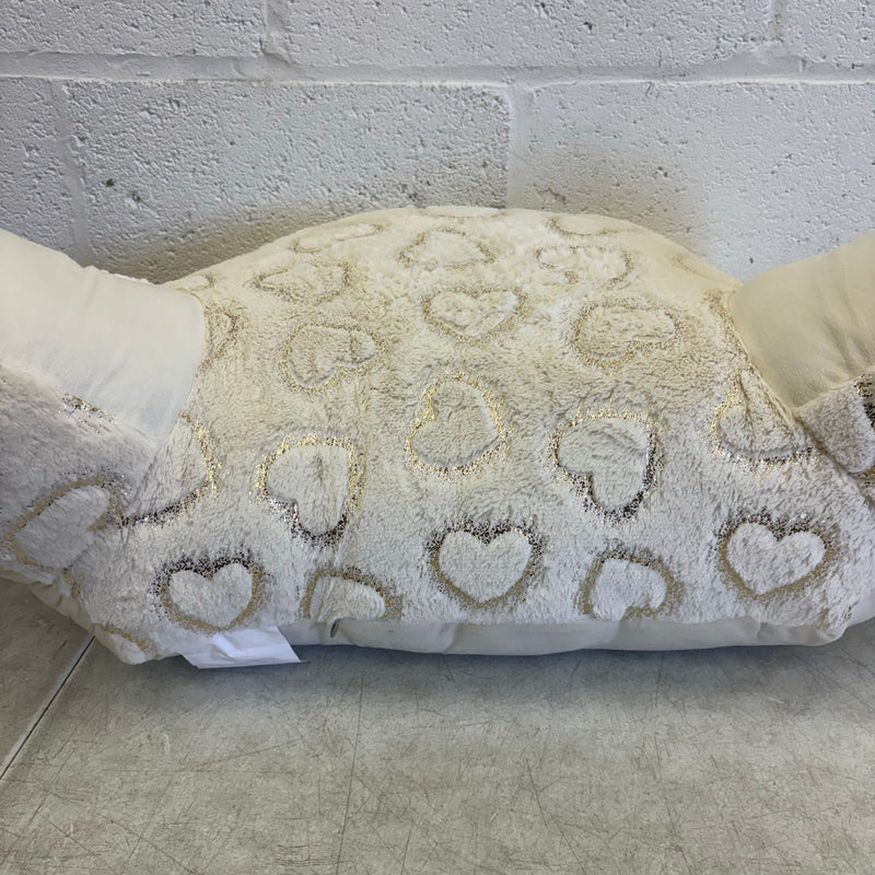 UGG Plush Backrest Pillow 32"W x 16"H Reading Pillow Soft - White w Heart Design