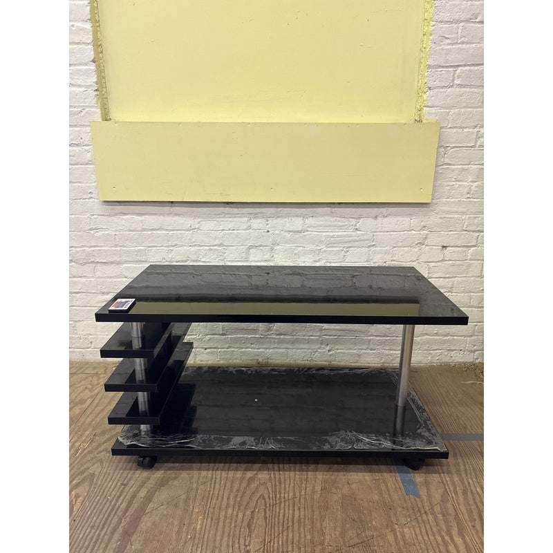 Coffee Table 39.5" L x 20" H x 20" W TV Stand, with LED Light & Remote Black