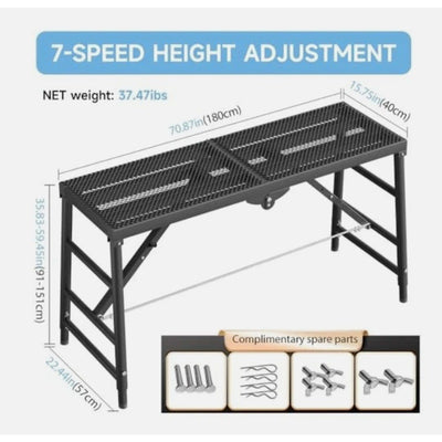 DaoLift Heavy Duty Scaffolding Platform 15.75"x70.87" Folding CAP 660lb 31-46" H