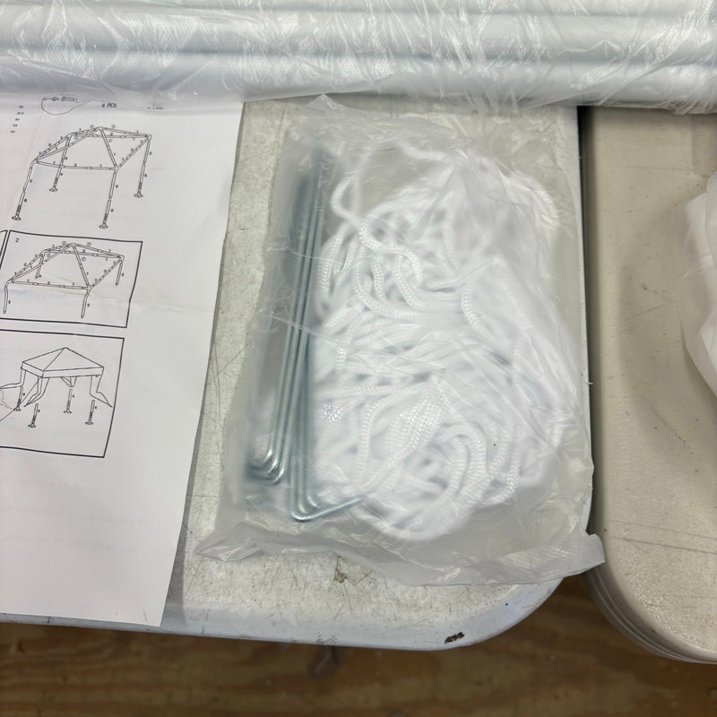 UNKNOWN SIZE Outdoor White Waterproof Gazebo Canopy Tent - 3 Sides w Windows