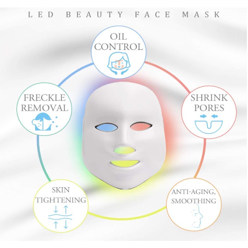 Blue Red Light Therapy Mask for Face, 7 Colors LED Face Mask Light Therapy