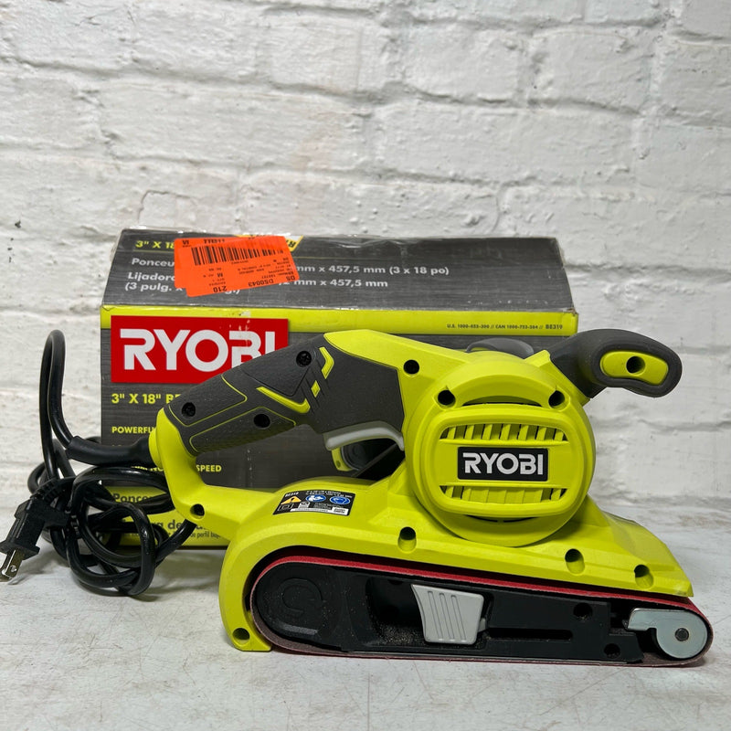 RYOBI 6 Amp Corded 3 in.W x 18 in.L Portable Belt Sander, 820 FRM, Low Profile