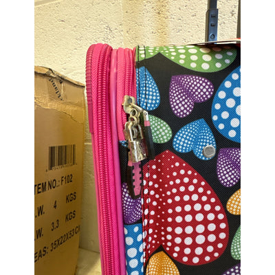 Rockland Rio 2pc Softside Carry On Luggage Set, Multicolor Heart Design - F102