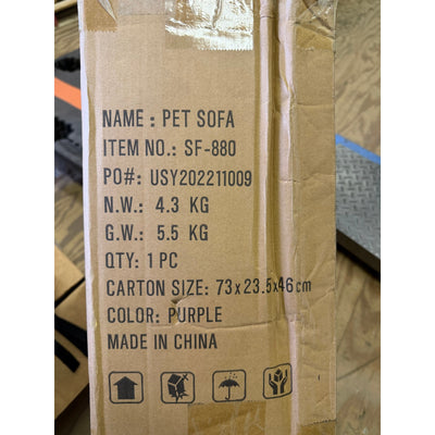 Small Purple Luxury Velvet Pet Couch w Brown Wooden Legs, Small. 28"x18"x12"