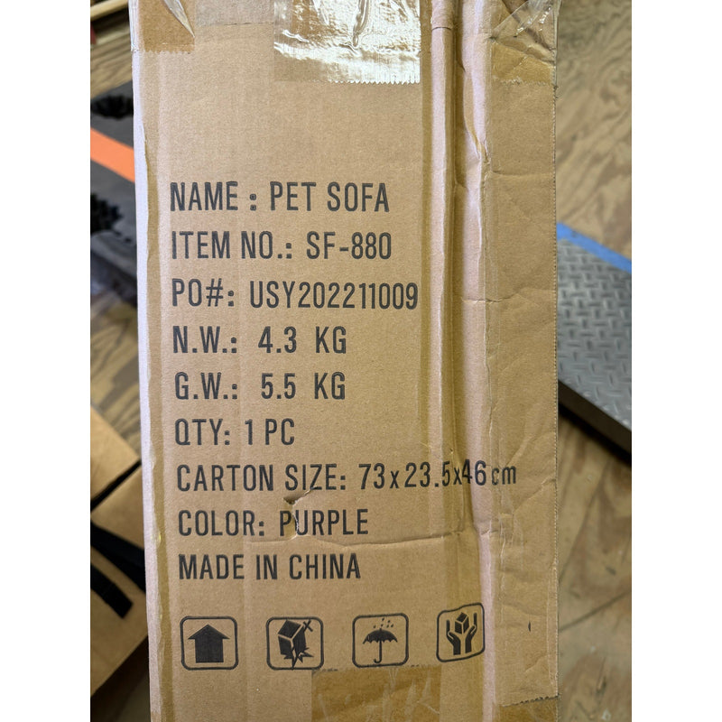 Small Purple Luxury Velvet Pet Couch w Brown Wooden Legs, Small. 28"x18"x12"