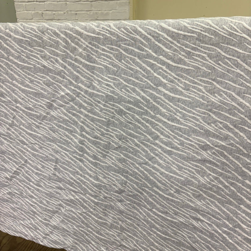 Queen Comforter Warm & Cozy Bedding with Abstract Stripe Design - Gray / White