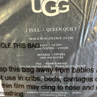 UGG Terra Quilt Full/Queen, Bedroom Bedding Soft Reversible - Charcoal Grey