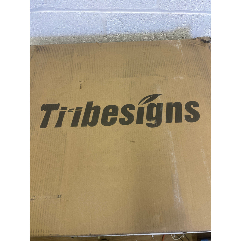 Tribesigns 47" Round Dining Table Rustic Kitchen Table 4-6 Person, Brown / White