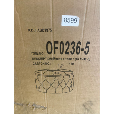 Homebeez 28" Round Storage Ottoman Button-Tufted Fabric Footrest Stool - Cream