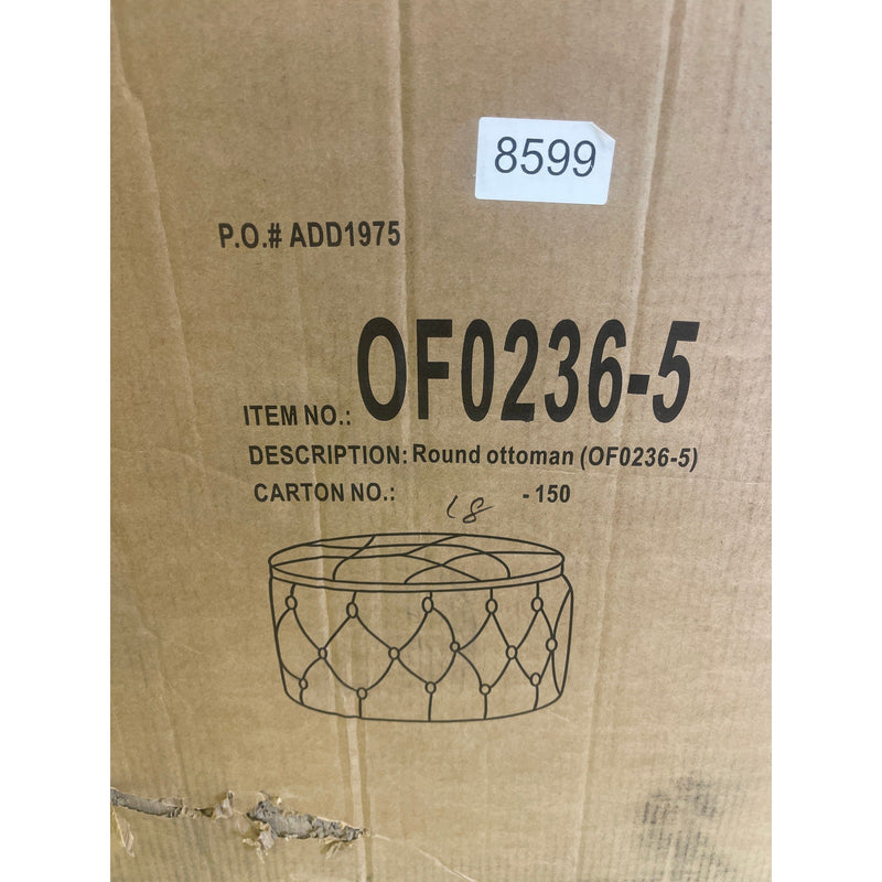 Homebeez 28" Round Storage Ottoman Button-Tufted Fabric Footrest Stool - Cream