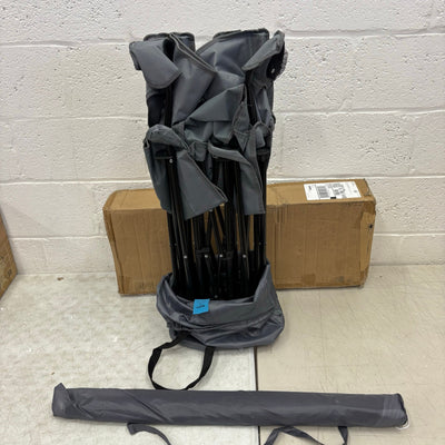 Portable 2-Person Folding Chair with Removable Umbrella, Center Storage - Gray