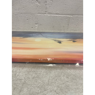 Canvas Art Wall Mounted Beach Sunset Birds 24 x 16 Inches Ready to Hang
