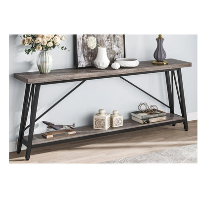 Tribesigns 70.9" Console Table, Extra Long Sofa Table Behind Couch Gray/Black
