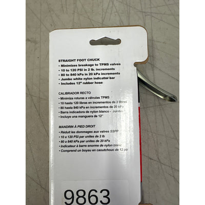 Milton Industries Straight Head Chuck Bayonet Style Inflator Gauge 10-120 PSI