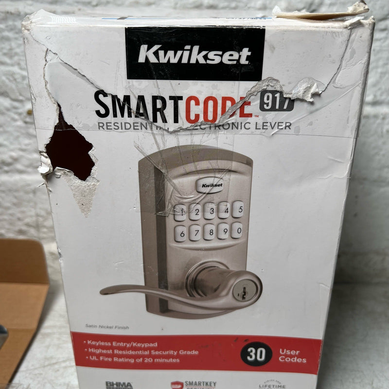 Kwikset 917 SmartCode Satin Nickel Keypad Electronic Single-Cylinder Door Lever