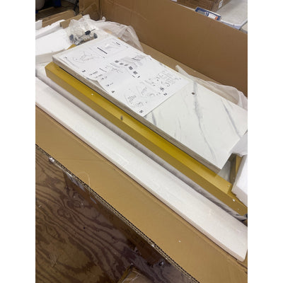 Tribesigns 43" Console Table, Entryway Hallway Table White Top, Gold V Frame
