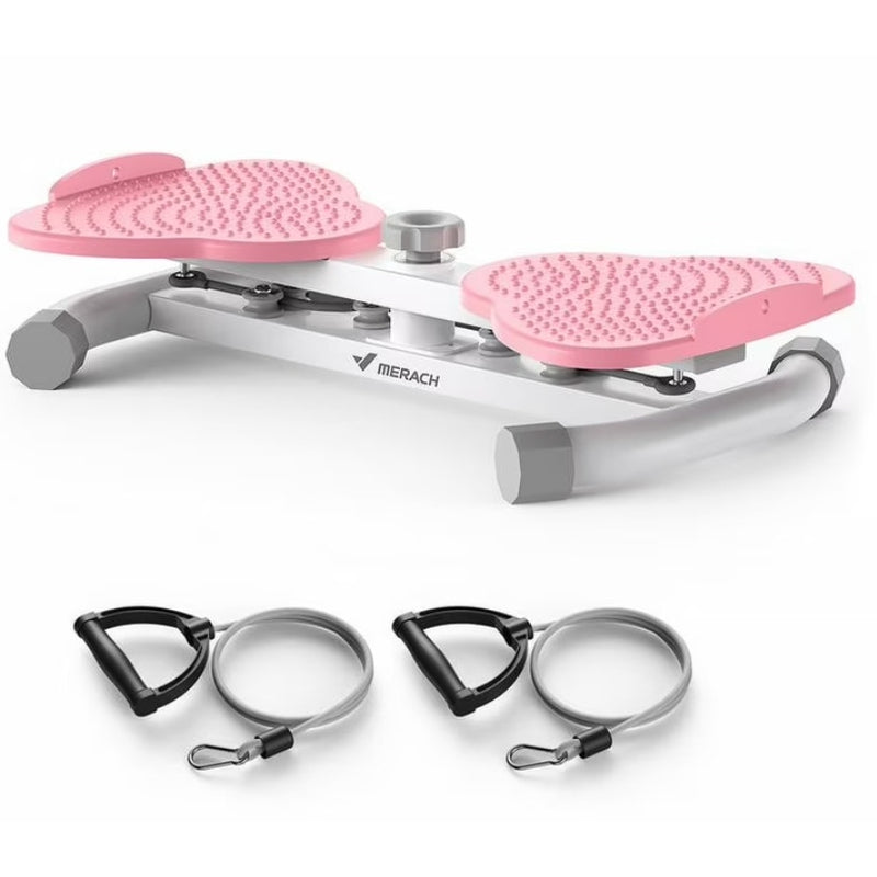 MERACH Waist Twister Ab Exercise Machine, At-Home Workout Equipment - White/Pink