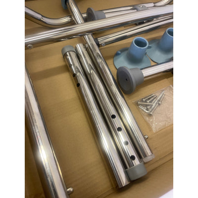 Toilet Safety Rail w Foot Rest Height Adjustable 400LB Steel Foldable & Portable