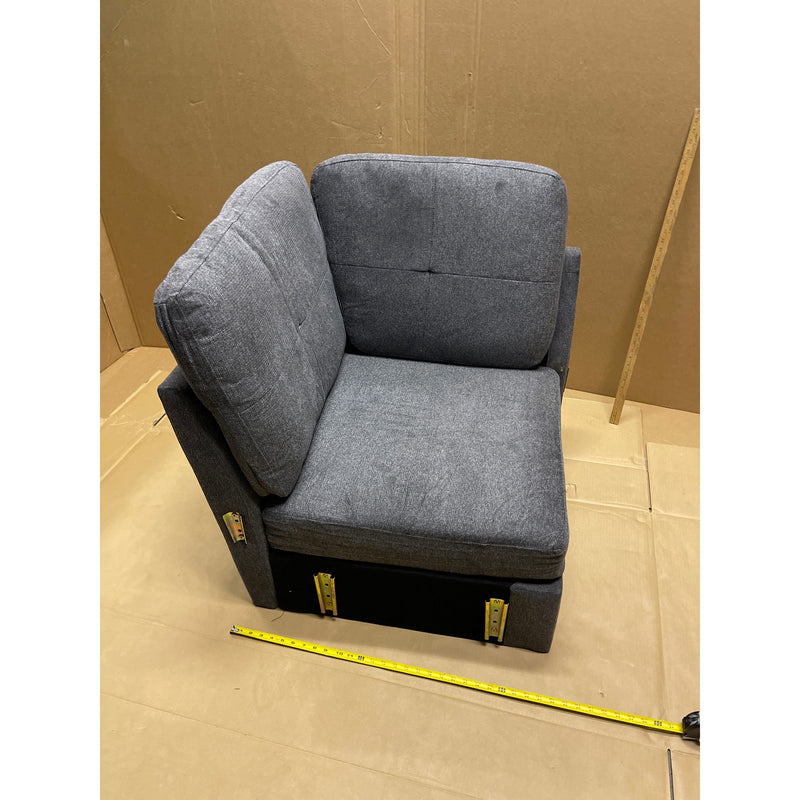28x28x25 Inches Corner Chair w Cushions, Sectional Piece, No Feet, Gray