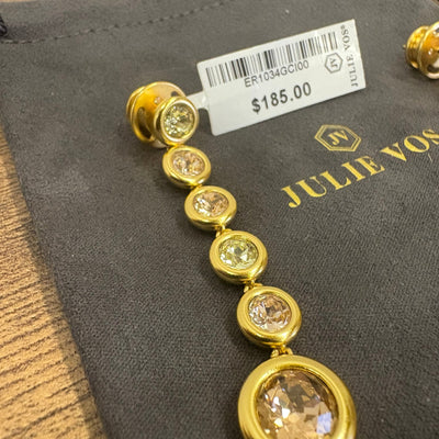 Julie Vos Rainbow Tier Earring, 24K Gold Plated, Champagne Radiance - Pink Green