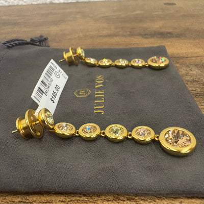 Julie Vos Rainbow Tier Earring, 24K Gold Plated, Champagne Radiance - Pink Green