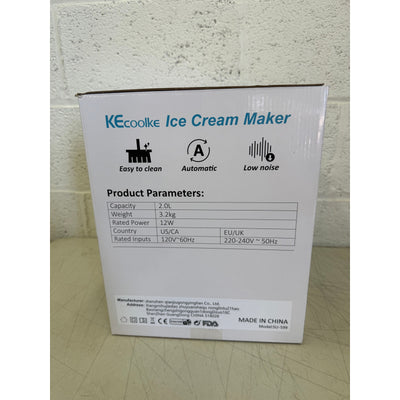 KECOOLKE Countertop Ice Cream Maker, Large Capacity 2L, Stainless Steel, Gray