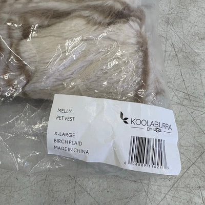 Koolaburra by UGG Pet Melly Vest Dog Sweater 20-21" Collar, Tan Plaid Jacket XL