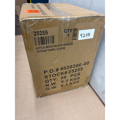 Case-of-50 SSWBasics 14-inch Black Wood Skirt and Pants Hangers