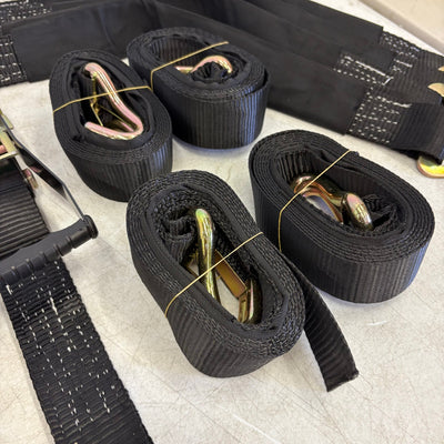 4 Pcs Auto Tie-Down Webbing Strap Belt Double J-Shaped Hook Belt Clip 4 Rings