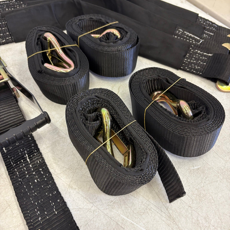 4 Pcs Auto Tie-Down Webbing Strap Belt Double J-Shaped Hook Belt Clip 4 Rings