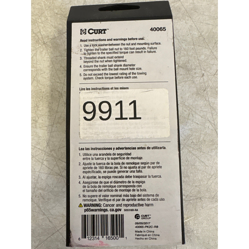 CURT 2in. Trailer Ball 3/4in. x 2-1/8in. Shank; 3,500 lbs. Chrome - 40065