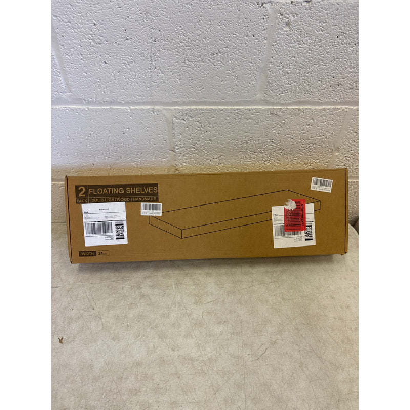 Set-of-2 Floating Shelves for Wall 24-Inch Light Wood Shelves, TAN, Light Brown