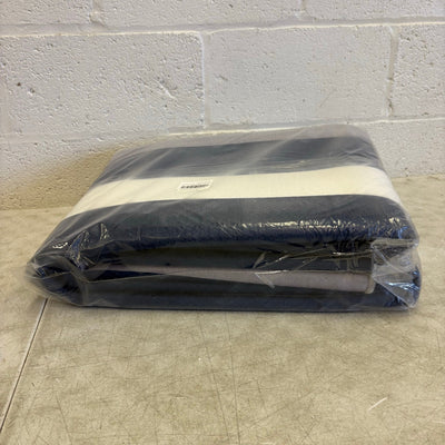 Outdoor Area Rug 5x8ft Horizontal Striped Large Patio Mat, Blue White Gray Lines