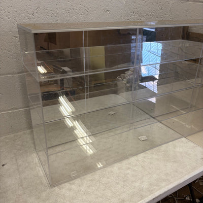 Clear Display Case w Mirror in Back 48 x 24 x 10.5 Inches, 4 Rows w Sliding Door