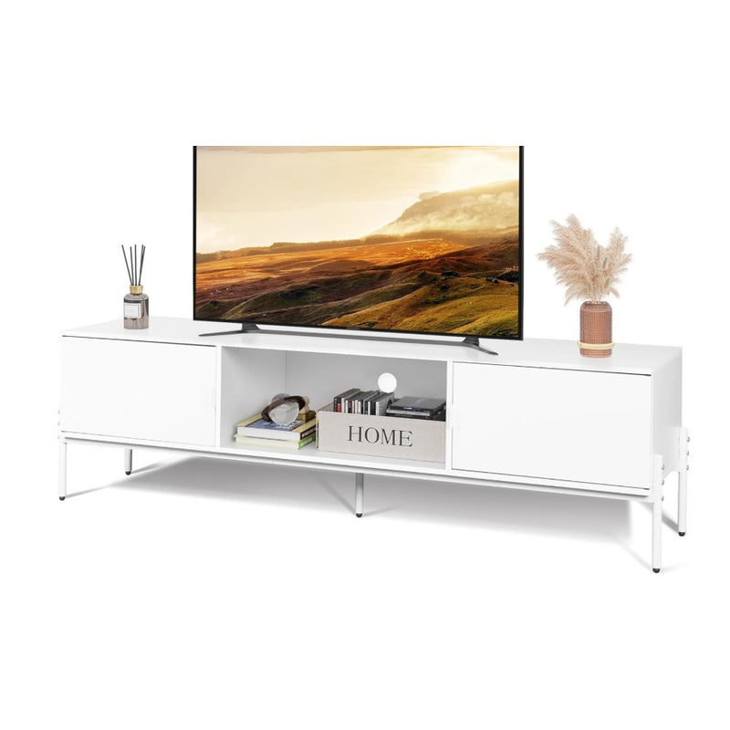 WLIVE TV Stand for 65" TV, Mid Century Entertainment Center w Storage Cabinets