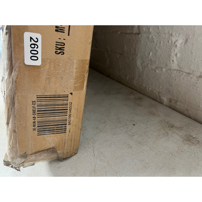 Gloria Rectangle Mirror with Shelf 47 in. W x 31 in. H, Black, Wood, Wall Mount