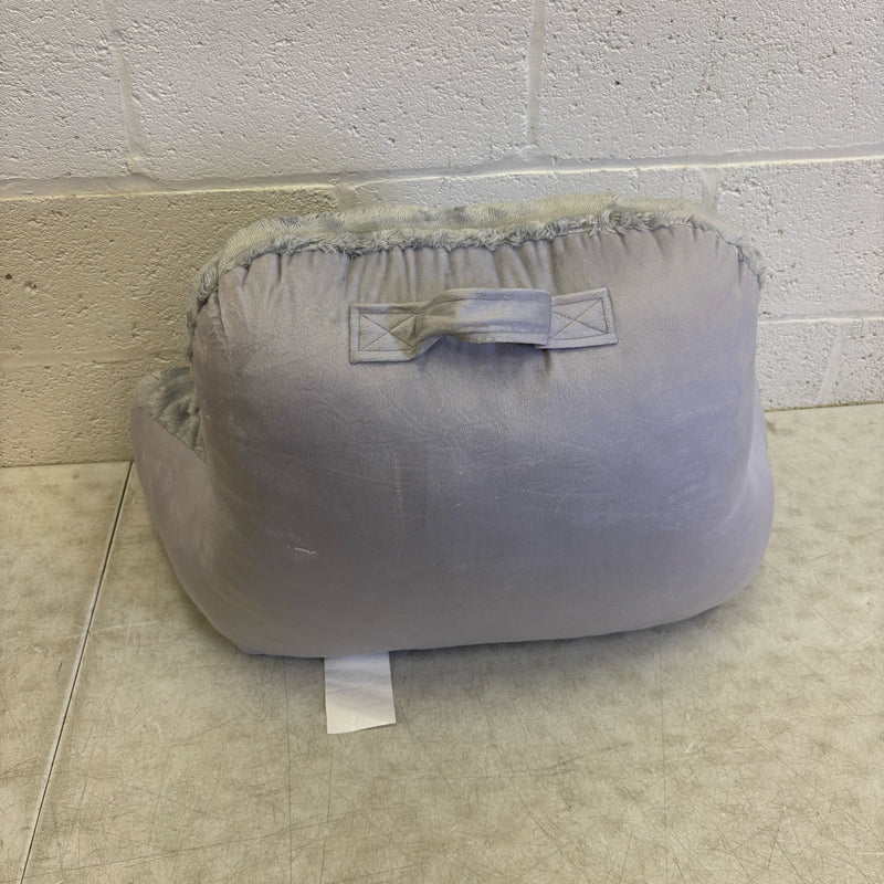 Soft Plush Backrest Pillow 30"W x 17"H Reading Pillow - Gray Fuzzy Stripe Design