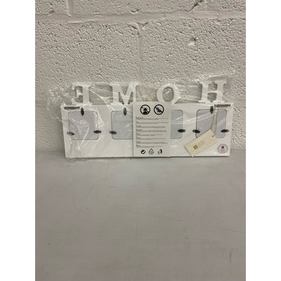 HAUCOZE "HOME" Wall Rack Decor Modern Picture Photo Frame 4 Metal Hooks 17.7"