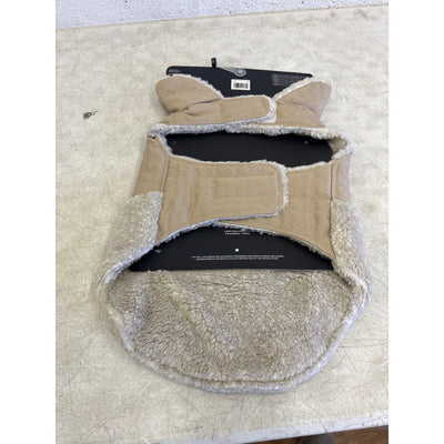 UGG Sherpa Quilted Pet Coat, Hook & Loop Straps, Soft & Cozy, Tan - Large Size