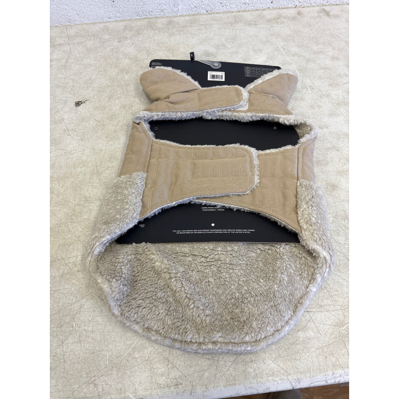 UGG Sherpa Quilted Pet Coat, Hook & Loop Straps, Soft & Cozy, Tan - Large Size