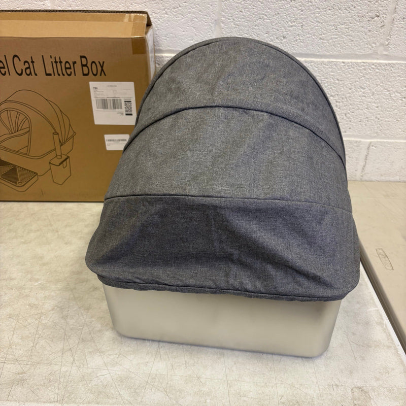 Pacifik Angels Stainless Steel Cat Litter Box Anti Splash Fabric & Scoop - Gray