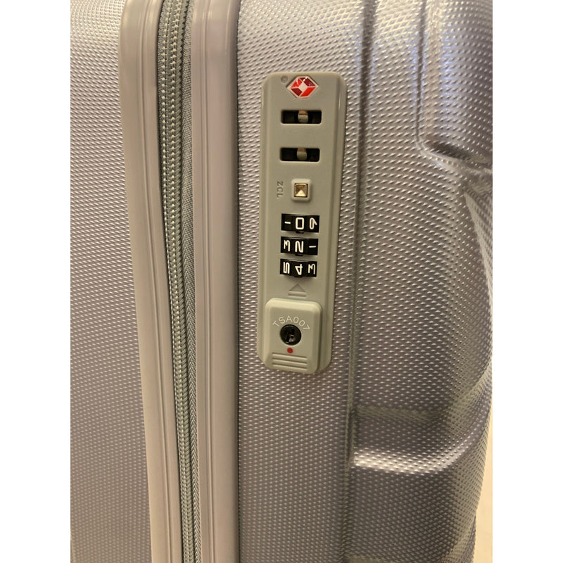TravelHouse Hardcase Luggage 360 Wheels, Code Lock. Silver, 15"x18"x9"