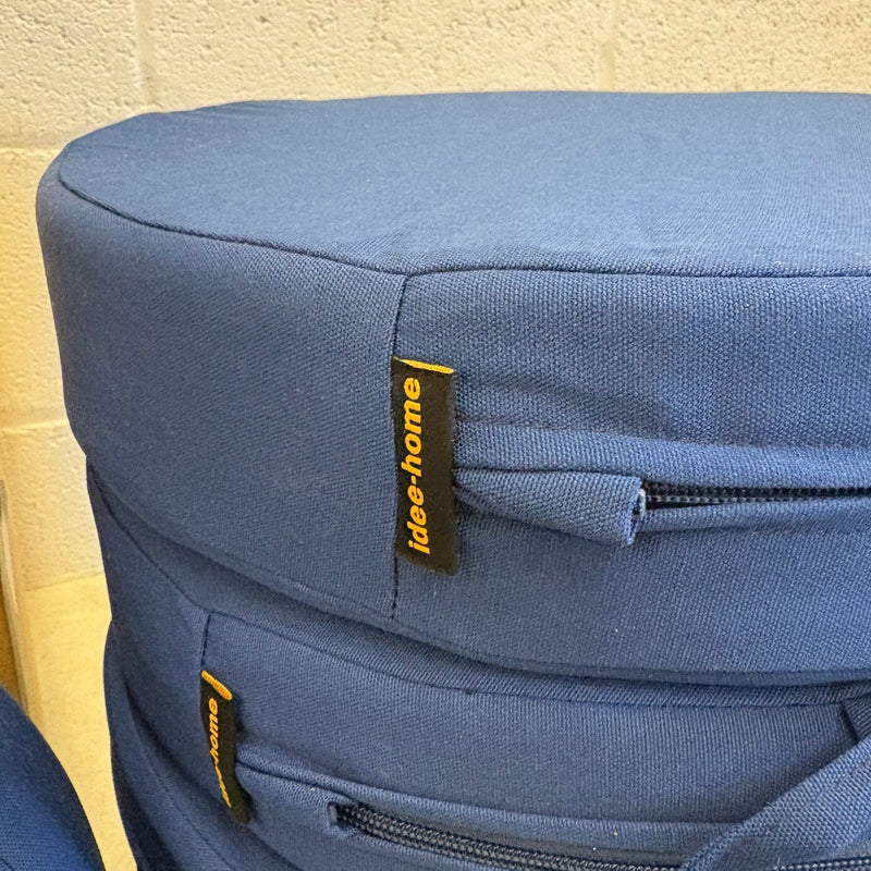 Set-of-6 idee-home Outdoor Bistro Chair Cushions, 15”x3” Thick, Round - Blue