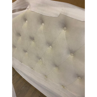 Upholstered Headboard Button Tufted Upholstery Adjustable Height Queen Off White