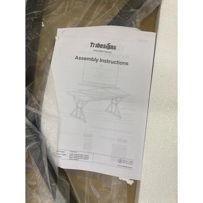 Tribesigns Wood Dining Table, Farmhouse 71" x 30" Kitchen Table for 6 People Tan