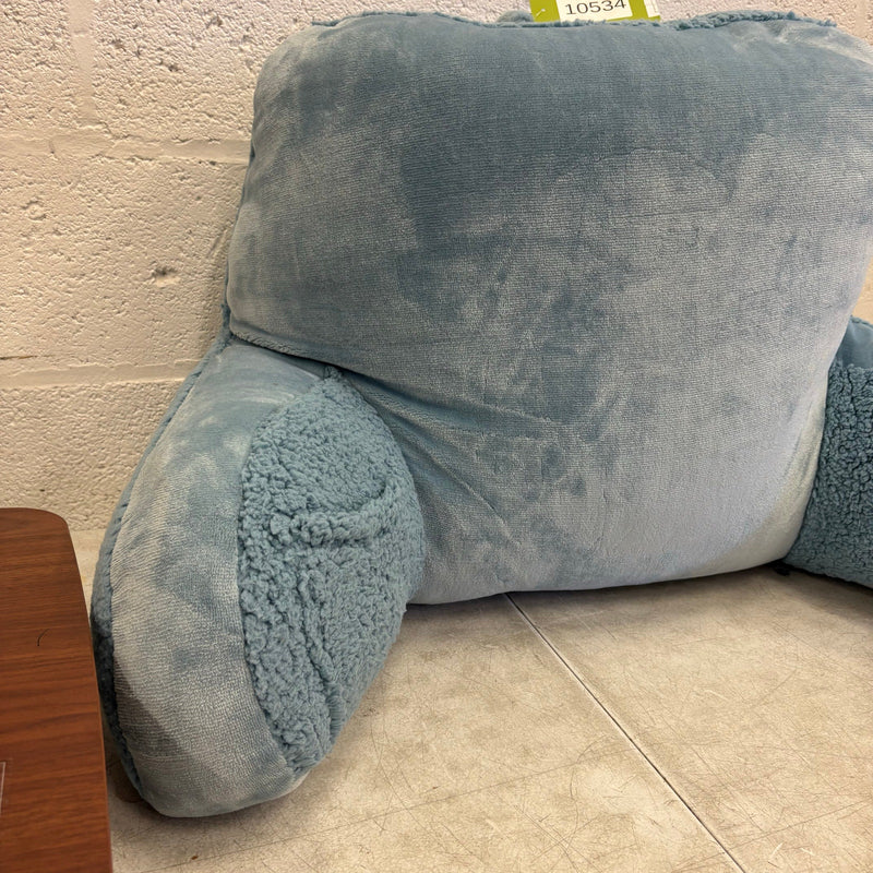 Soft Fuzzy Plush Backrest Pillow 32"W x 18”H Reading & Lounging - Blue